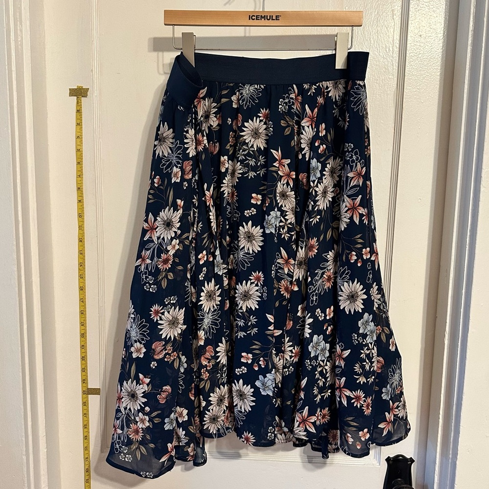 Torrid Floral Navy Skirt with Flouncy Tulle